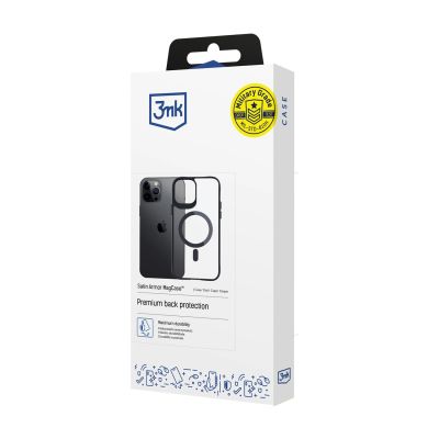 3. 3mk Satin Armor MagCase Hülle mit MagSafe für iPhone 12 Pro Max – transparent mit schwarzem Rahmen