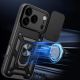 3. Hybrid Armor Camshield Case für iPhone 17 Pro Max mit Ständer und Kameraabdeckung - Schwarz
