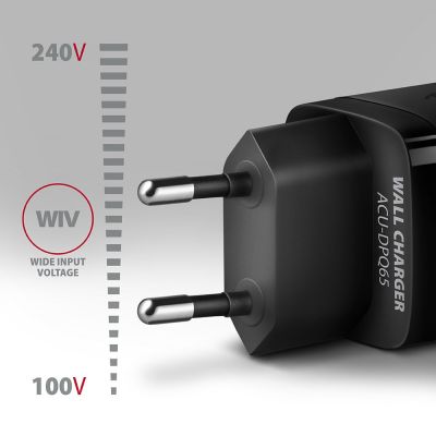 3. AXAGON ACU-DPQ65 Wandladegerät, GaN 65W, 3x Anschlüsse (USB-A + 2x USB-C), PD3.0/QC4+/PPS/Apple