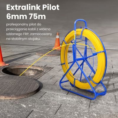 5. Extralink EX.30882 Pilot 6mm 75m Kabelzuggerät | GFK (Glasfaserverstärkter Kunststoff), Durchmesser 6 mm, Länge 75 m, Gelb