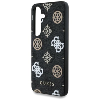6. Guess 4G bedrucktes farbiges Pfingstrosenmuster MagSafe-Hülle für Samsung Galaxy S25 schwarz
