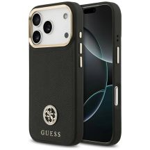 Guess Grained Strass Logo MagSafe Hülle für iPhone 17 Pro - Schwarz