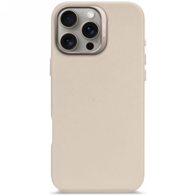 Decoded Leder-Backcover-Hülle mit MagSafe für iPhone 16 Pro Max – Beige