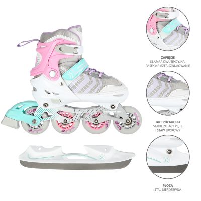 3. NH18192 4in1 PINK GRÖSSE S (29-33) ROLLERSKATING MIT HOCKEYÄRMEL NILS EXTREME