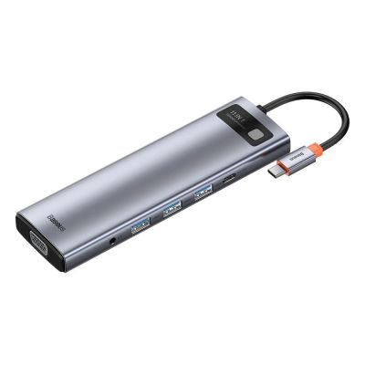 11. Baseus Metal Gleam 11in1 multifunktionaler USB Type C HUB - 3x USB 3.2 Gen 1 5Gbps / USB Type C PD 100W / 3,5 mm Miniklinke AUX / VGA Full HD 60Hz / 2x HDMI 4K 30Hz / TF- und SD-Kartenleser / RJ45 1Gbps grau (CAHUB -CT0G)