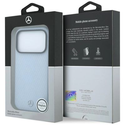 8. Mercedes Leder-Halbhülle in Holzoptik mit MagSafe-Funktion für iPhone 17 Pro Max / 18 Pro Max – Blau