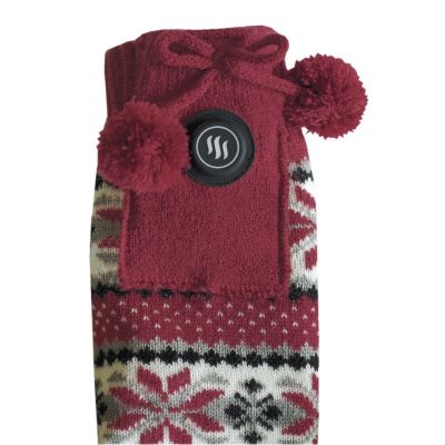 5. GLOVII BEHEIZBARE HAUSSCHUHE MIT SOCKEN, GRÖSSE 40-44, NORWEGISCHES MUSTER, INKLUSIVE BATTERIEN UND LADEKABEL, GQ5L