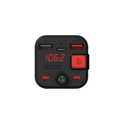 2. SAVIO TR-15 FM-Transmitter mit Display, Bluetooth und PD-Ladegerät USB-C USB-A Quick Charge, Bass Boost