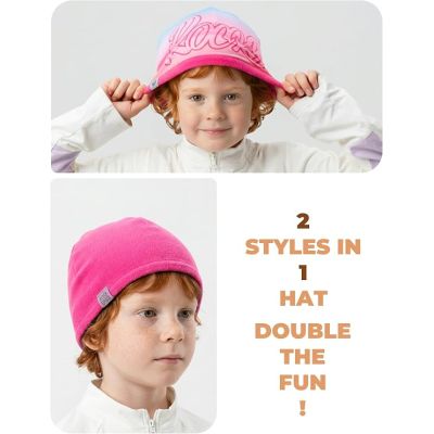 2. ROCKBROS wendbare Kinder-Wintermütze rosa