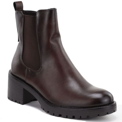 Damen-Ankle-Boots mit Blockabsatz, gefüttert, braun, Potocki SZ12742