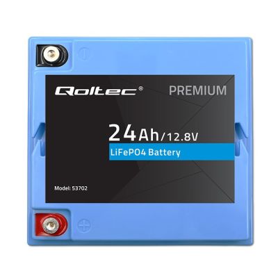 6. Qoltec LiFePO4 Lithium-Eisenphosphat-Akku | 12,8 V | 24 Ah | 307,2 Wh | BMS