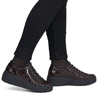 6. Damen-Sneaker aus Lackleder, Krokodilbraun, Rieker N2555-25