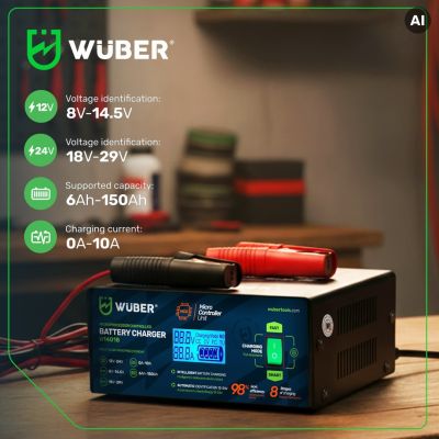 10. Mikroprozessorgesteuertes Autobatterieladegerät 10A 6-150 Ah 2-24 V W14018 WUBER