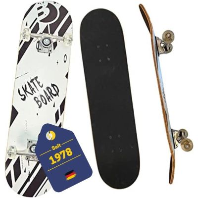 4. SCHWARZ-WEISSES HOLZ-SKATEBOARD FÜR KINDER, BEST SPORTING