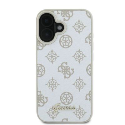 3. Guess MagSafe Hülle mit Pfingstrosen-Schriftzug für iPhone 16 – Weiß