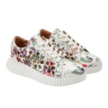 Lee Cooper Damen-Sneaker mit Schnürung, beige Plateau