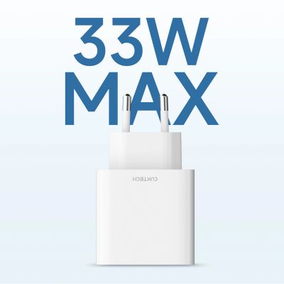 5. Cuktech A19 30W USB-A + USB-C Wandladegerät – Weiß