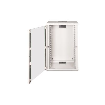 5. Digitus Unique 19" 20HE Wand-Netzwerkschrank 600x450 mm, Glastür, grau, ungeteilt, montiert, 100 kg