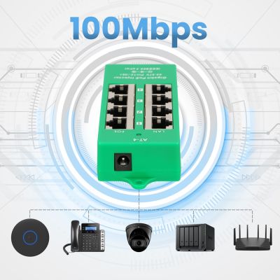12. Extralink Gigabit PoE Injector 4 Port Active, 4 Gigabit 802.3at/af Ports, Modus A