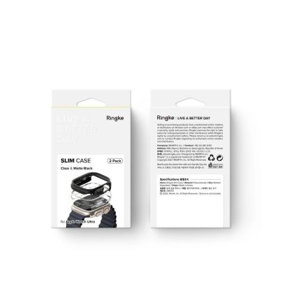 12. Ringke Slim 2er-Pack Hüllen für Apple Watch Ultra 1/2 (49 mm) – Klar und Mattschwarz