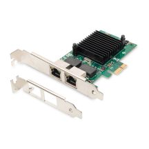 DIGITUS PCIE-Netzwerkkarte, kabelgebunden, 2x RJ45, Gigabit 10/100/1000 Mbit/s, niedriges Profil, DN-10132