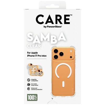 5. CARE by PanzerGlass Modisches Samba Case mit weißem MagSafe für iPhone 17 Pro Max - Transparent