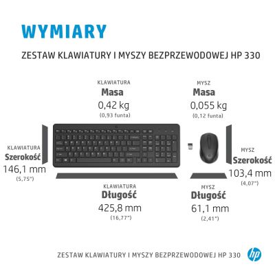 8. HP 330 Kabellose Maus- und Tastatur-Kombination Schwarz 2V9E6AA