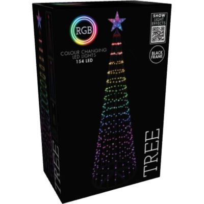 9. DEKORATIVER WEIHNACHTSBAUM 154 LED RGB 150 CM SCHWARZ
