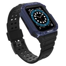 Protect Strap Band für Apple Watch 42/44/45mm Panzergehäuse Armband - Schwarz, Blau