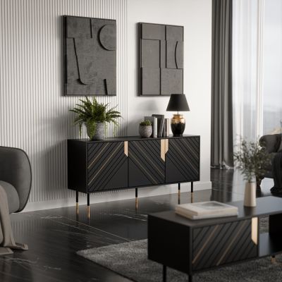 3. 3D MOUNTAIN Kommode 154x40x72 schwarz + gold
