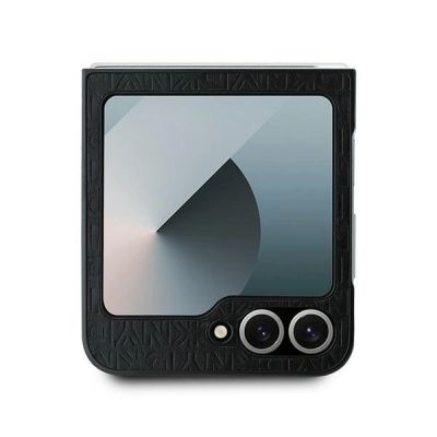 3. DKNY Repeat Pattern Stack Logo Hülle für Samsung Galaxy Z Flip6 – Schwarz