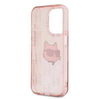 7. Karl Lagerfeld IML Choupette Head & Monogram Hülle für iPhone 15 Pro Max – Rosa