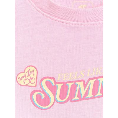 6. Mädchen-T-Shirt mit kastenförmigem Schnitt und Aufdruck 4F 4FJRAW26TTSHF4324-056S