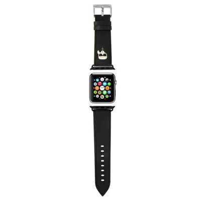Karl Lagerfeld Ikonik Saffiano Karl Heads Armband für Apple Watch (38 / 40 / 41 mm) – Schwarz