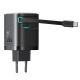6. Joyroom JR-TCL02 65W USB-A USB-C GaN-Ladegerät mit integriertem USB-C-Kabel – Schwarz