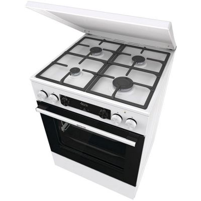 3. GORENJE GKS6C71WF Gas-Elektro-Herd 60 cm | Heißluftfrittieren | Extra Dampf | Auftauen | Weiß