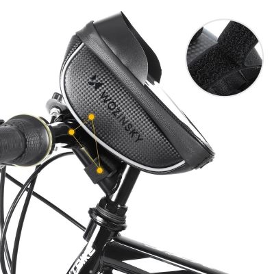 4. Wozinsky Fahrrad-Lenkertasche mit Handyhülle 1L Schwarz (WBB16BK)