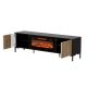 5. MERCI TV-Schrank 180x40x53,5 Schwarz/Eiche (Artisan) + Kamin