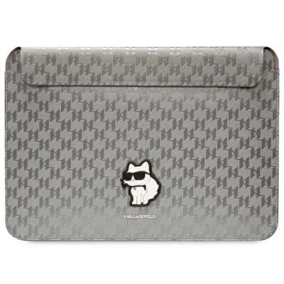 Karl Lagerfeld Saffiano Monogram Choupette-Hülle für einen 14-Zoll-Laptop – Silber