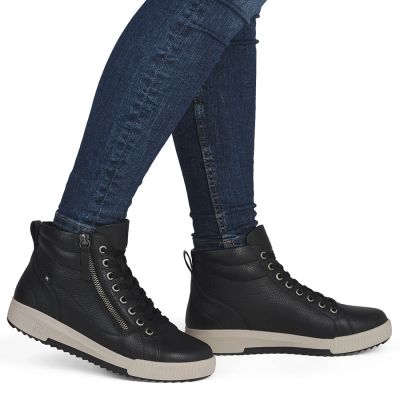 12. Damen-Ankle-Boots aus Leder, leicht gefüttert, schwarz, Rieker W0164-00