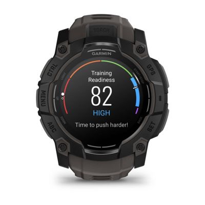 12. Garmin Instinct 3 – 50 mm AMOLED-Uhr, schwarz mit mattschwarzem Armband