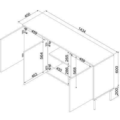 7. INSERTO 3D Kommode 143,5 x 40 x 80 cm, Kaschmir + LED