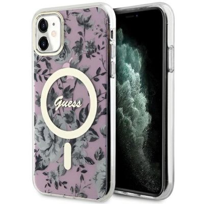 Guess GUHMN61HCFWSP iPhone 11 / Xr 6,1" rosa/rosa Hardcase Flower MagSafe