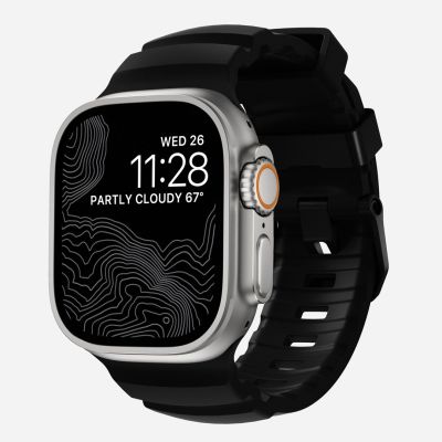 2. Nomad Rocky Point Armband, schwarzes Leder, Titan