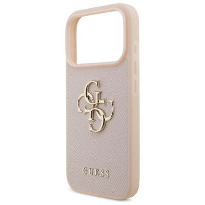 6. Guess Grained Big 4G & Classic Logo iPhone 17 Pro Hülle - Rosa