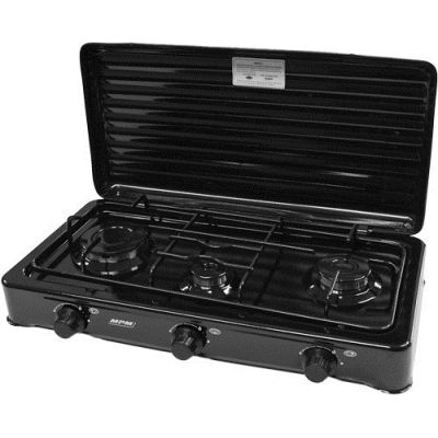 Touristen-Gaskocher, 3-flammig/schwarz, MPM SMILE-KN-03/1KB
