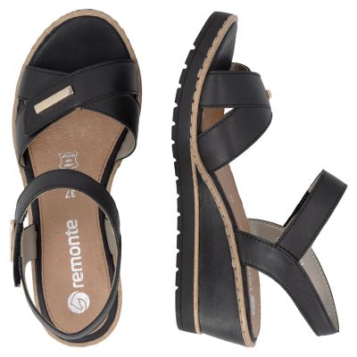 12. Goldene Keilsandalen aus Leder für Damen, Remonte R6266-90