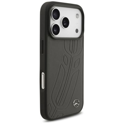 4. Mercedes Leather Large Laurel Leave MagSafe Case für iPhone 17 Pro - Schwarz und Grau