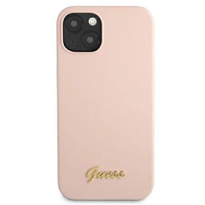 3. Guess GUHMP13MLSLMGLP iPhone 13 6.1" Hellrosa/Hellrosa Hardcase Silikonschrift Gold Logo Magsafe