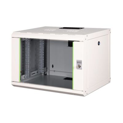 Digitus Unique 19" 7U Wand-Netzwerkschrank, 600 x 450 mm, Glastür, grau, ungeteilt, montiert, 100 kg
